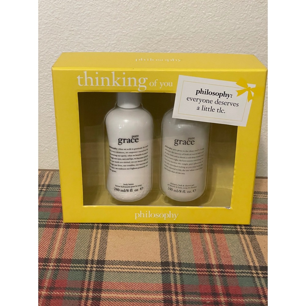 Philosophy Pure Grace NEW Bath Body Gift Set Unisex 8oz Yellow Thinking of You